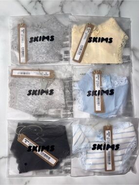 SKIMS Lace-Trim Cotton Underwear x6 Pairs Small NWT